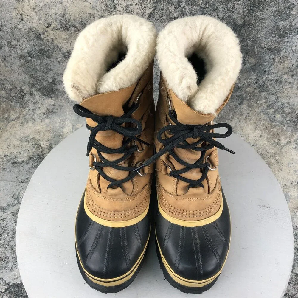 Sorel CANADA Mens Size 6 Caribou Brown Black Insulated Lace-Up Winter Snow Boots